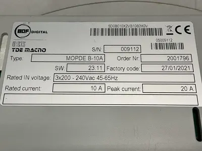 USED TDE MACNO MOPDE B-10A