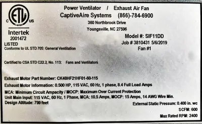 NEW 2019 CAPTIVEAIRE SYSTEMS SIF11DD