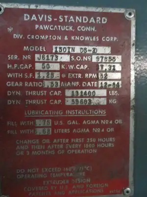 1984 DAVIS STANDARD 150INDS-20 Extrusor de plástico 1 - 1,99" | Perry Equipment (7)