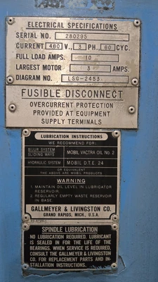 Gallmeyer & Livingston 270 Surface Grinder