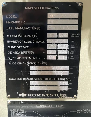 USED 1987 KOMATSU PRESSES KOMATSU OBS80-3 PRESS