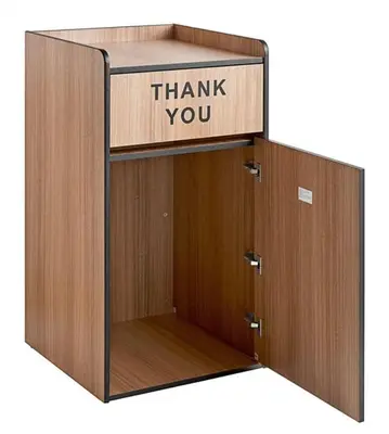 Waste 35 Gallon Weathered Walnut Waste Receptacle Enclosure with "THANK YOU" Swing Door - 8 available - brand new