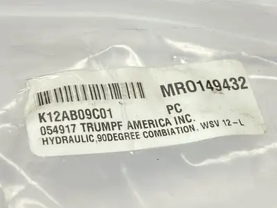 054917, WSV 12-L | Trumpf 054917 Hydraulic 90 Degree Fitting WSV 12-L - New Other