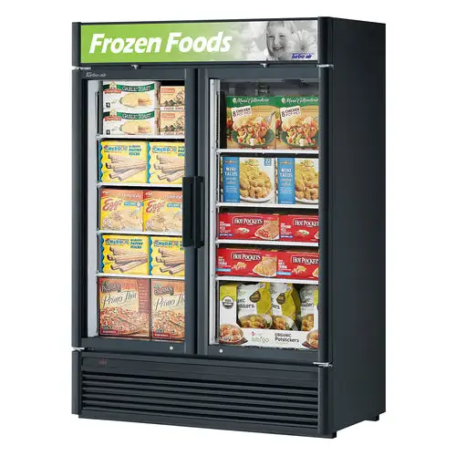 Turbo Air TGF-47SD-N 51 1/8" Two Section Display Freezer w/ Swing Doors - Bottom Mount Compressor, Black, 115v