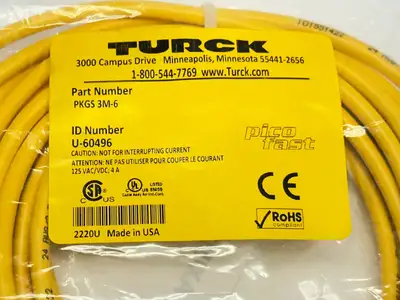 PKGS 3M-6, U60496 | Turck PKGS 3M-6 Pico Fast Cordset F M8 3-Pin - Flying Leads 6m U60496 - New