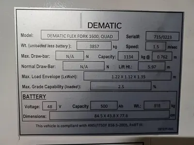 USED DEMATIC FLEX FORK 1600