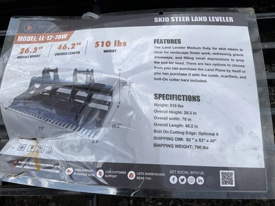 Used WOLVERINE LL-12-78W SKID STEER LAND LEVELER Box Blades Michigan US | Miedema Asset Management Group #1322424