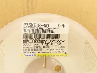 Panasonic ERJ8GEYJ752V Fixed Metal Glaze Flat Chip Resistor 7.5 kOhms ± 5% 1/4W