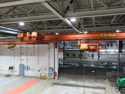 Cleveland Tramrail P&H 4 Ton Single Girder Underhung Bridge Crane 45' 10" Span