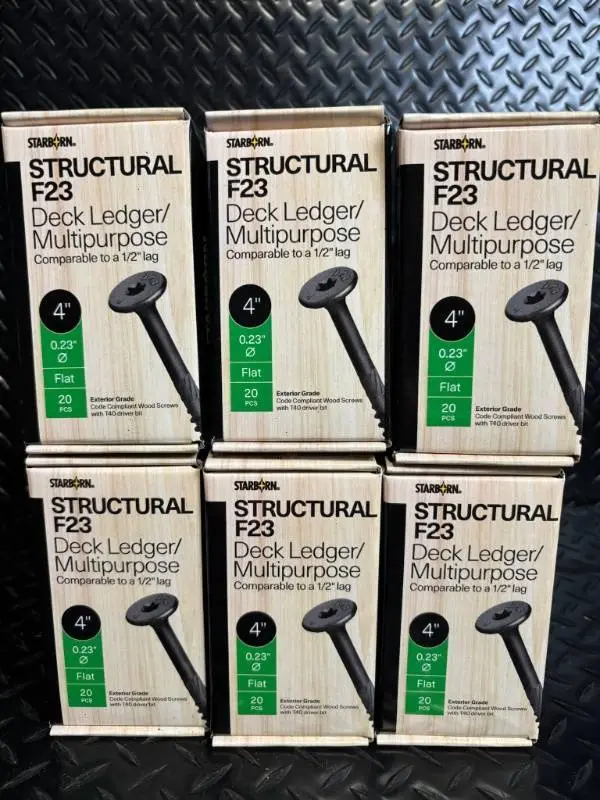 Starborn Structural F23 Deck Ledger/Multipurpose Screws - 4 in x 0.23 in, Flat, 20 pcs/box, 6 boxes