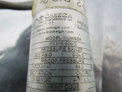 Omega PX305-500GI Pressure Transducer 500 PSI 12-30VDC 4-20mA 1/4" NPT