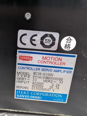 Toyoda MC1K-U100V Motion Controller Servo Amplifier PY1A100N0XXXC00 Used
