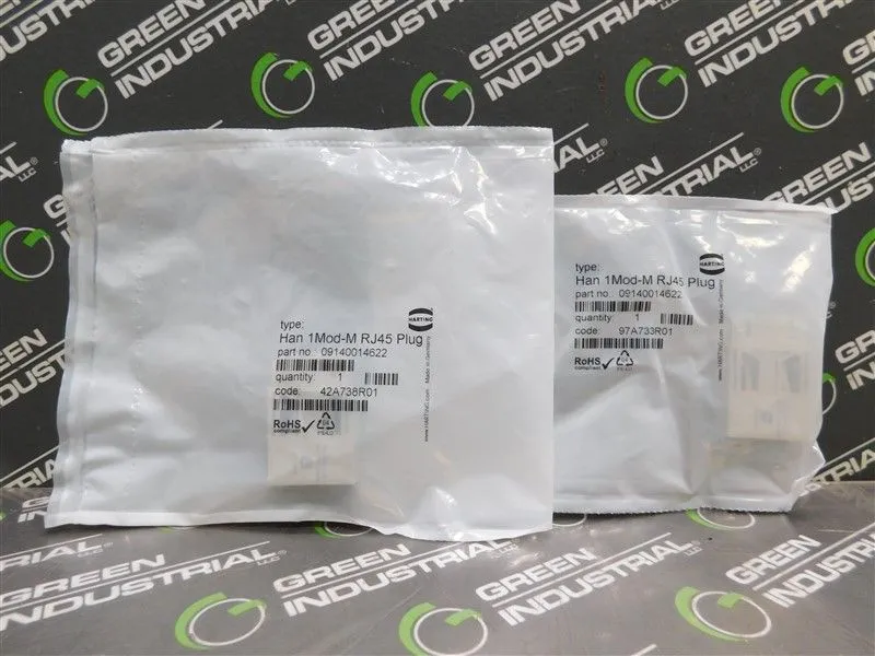 Lot of 2 Harting 09140014622 Modular RJ45 Connectors Han 1Mod-M RJ45 Plug New