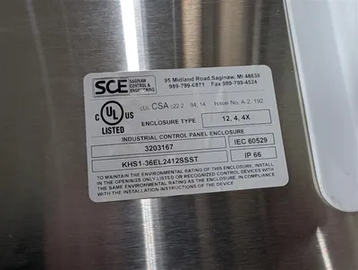 SCE KHS1-36EL2412SSST Stainless Steel Sloping Top Enclosure 36x24x12" New NIB