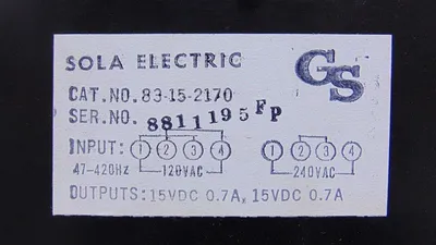 SOLA Electric 83-15-2170 Power Supply Board 15VDC 0.7A New NIB