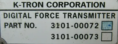 USED K-TRON CH-5702 DIGITAL FORCE TRANSDUCER K-DFT6-B3 3101-30009 3101-00072