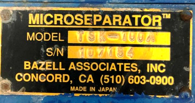 Microseparator TSK-100A coolant clarifier, 304SS.