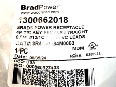 New | in-Stock BRADPOWER 4‑POLE C‑SIZE POWER CORDSET 0.5M PVC Cable & Wire | Maverick Industrial Sales #1101785