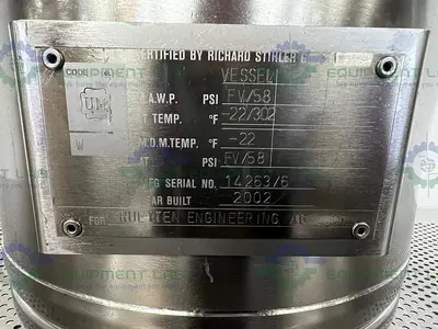 USED RUETTEN ENGINEERING AG 25 LITER STAINLESS STEEL VESSEL