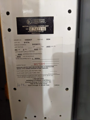 USED SIEMENS NUMBER: MXD63S800A
