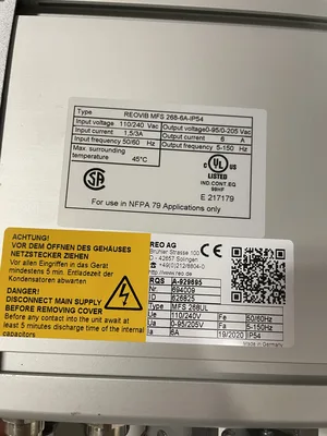 Vibratory Feeder / Conveyor w/ REOVIB MFS 268-6A-IP54 Frequency Converter VFD –