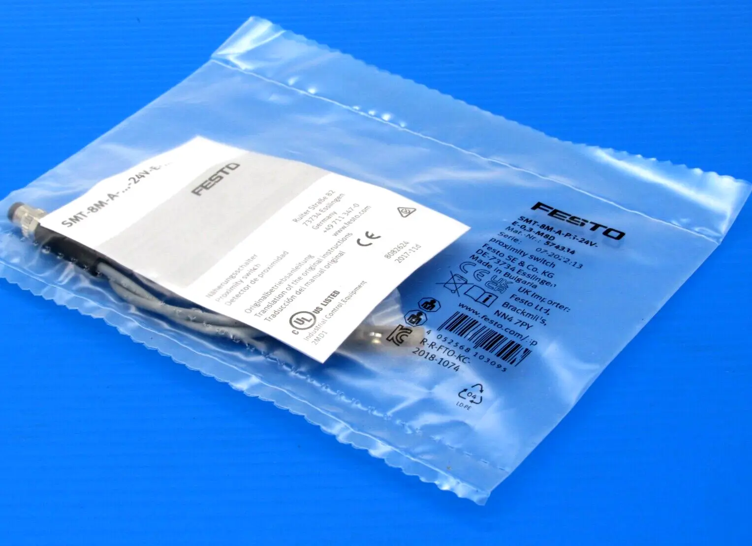 NEW FESTO SMT-8M-A-PS-24V-E-0,3-M8D PROXIMITY SENSOR SMT8MAPS24VE03M8D