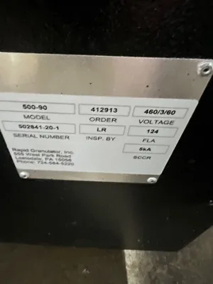 Rapid Model 500-90 – 100 HP Granulator – New 2021