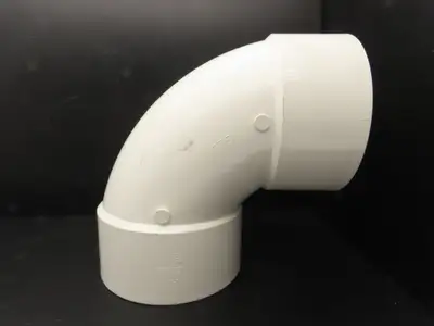 Charlotte PVC 00300 1800 8" DWV 90 Deg Elbow 1/4 Hub x Hub Schedule 40 NSF White