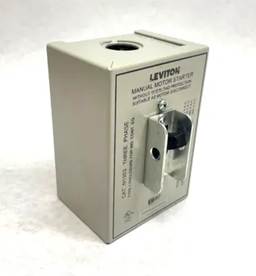 USED LEVITON THREE-POLE AC MANUAL MOTOR CONTROLLER 30A 600V 3-PHASE