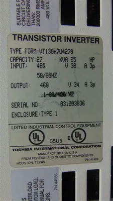 Toshiba VT130H7U4270 Transistor Inverter Drive 27 kVA 25 HP 460V Used