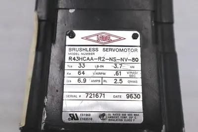 LAMB R43HCAA-R2-NS-NV-80 BRUSHLESS SERVOMOTOR STOCK #1716