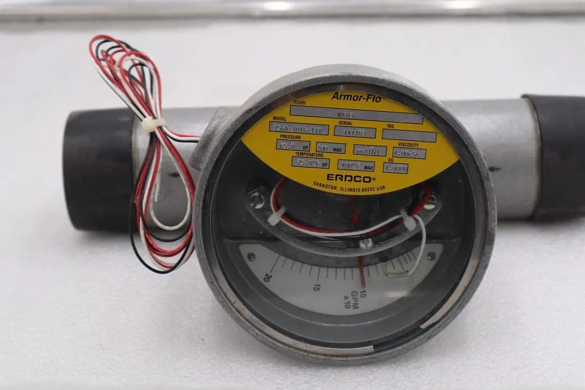 Erdco Armor-Flo Model 3464-10T6 Flow Meter Water 200PSIG 0 to 20 GPM x10 #2353