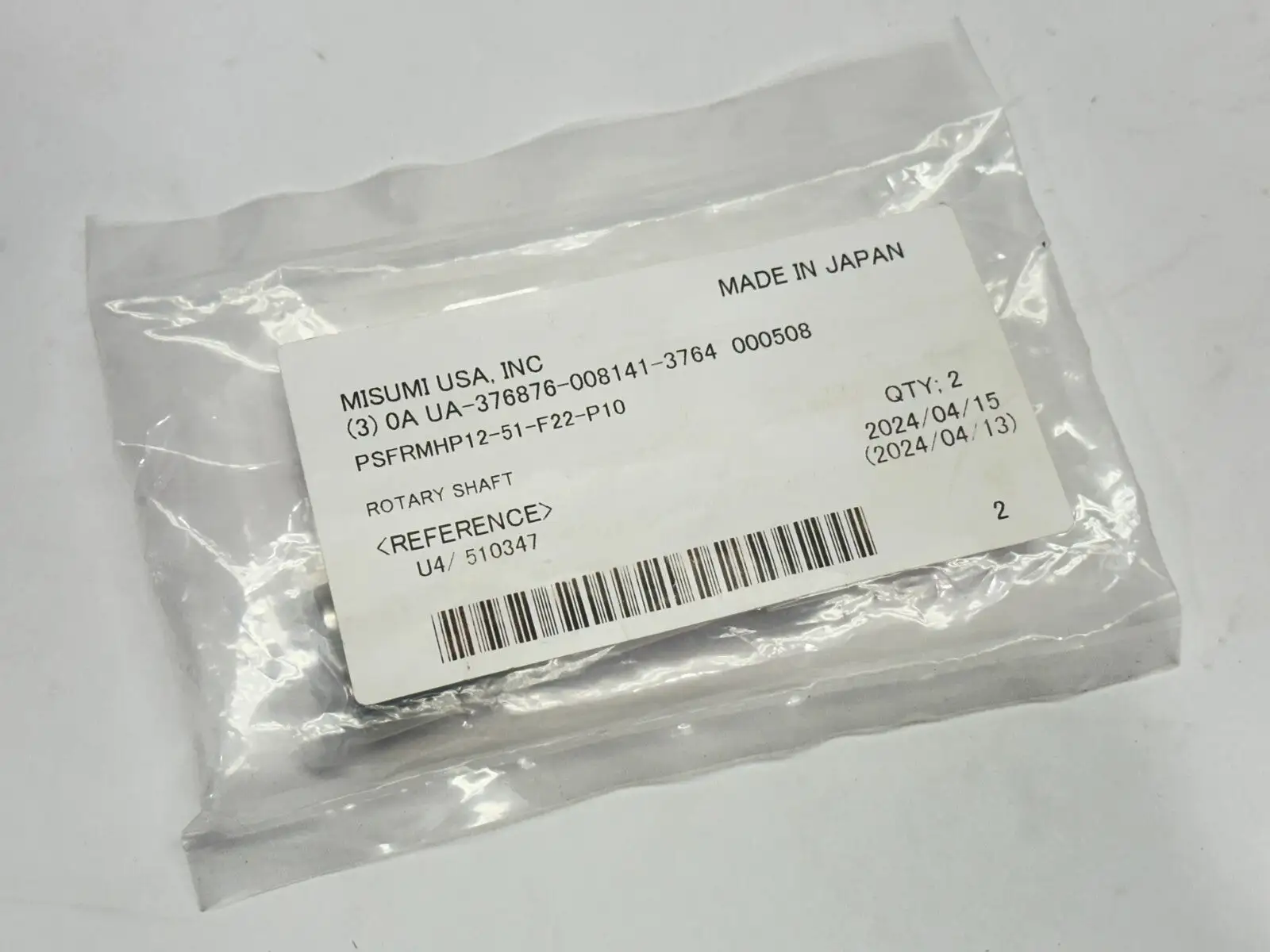 PSFRMHP12-51-F22-P10 | Misumi  One Ended Rotary Shaft 22mm/12mm Dia 51mm L QTY 2 - New