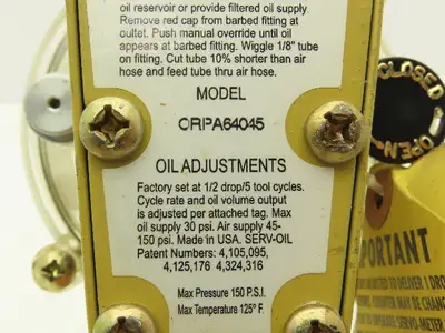 Orsco ORPA64045 Single Point Air Tool Lubricator 150PSI 125°F 1/2" NPT Inlet