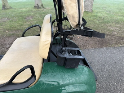 (1) 2015 E-Z-Go golf cart with a Kawasaki gas engine, includes canopy, ball cover, club cover, fold-...