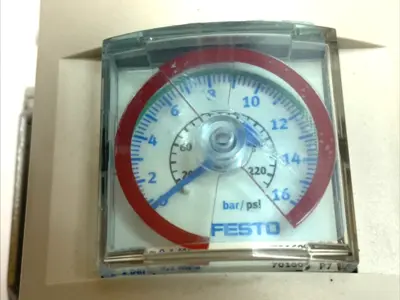 USED FESTO MS6-SV-1/2-C-10V24-S-WP VALVE W/ 701609 0–16 BAR GAUGE