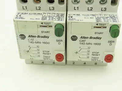 Allen Bradley 140-MN-#### Manual Motor Starter 3PH 600VAC Mixed Lot of 16
