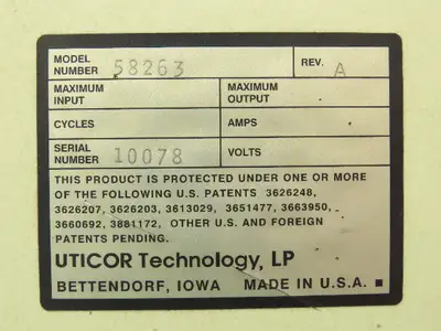 Uticor Technology 58263 PND Remote Operator Station Pushbutton *NO KEY