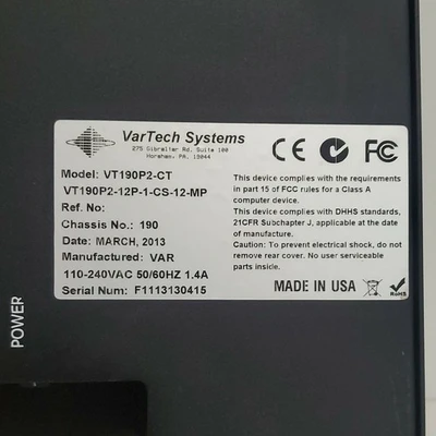 USED Vartech VT190P2-12P-1-CS-12-MP