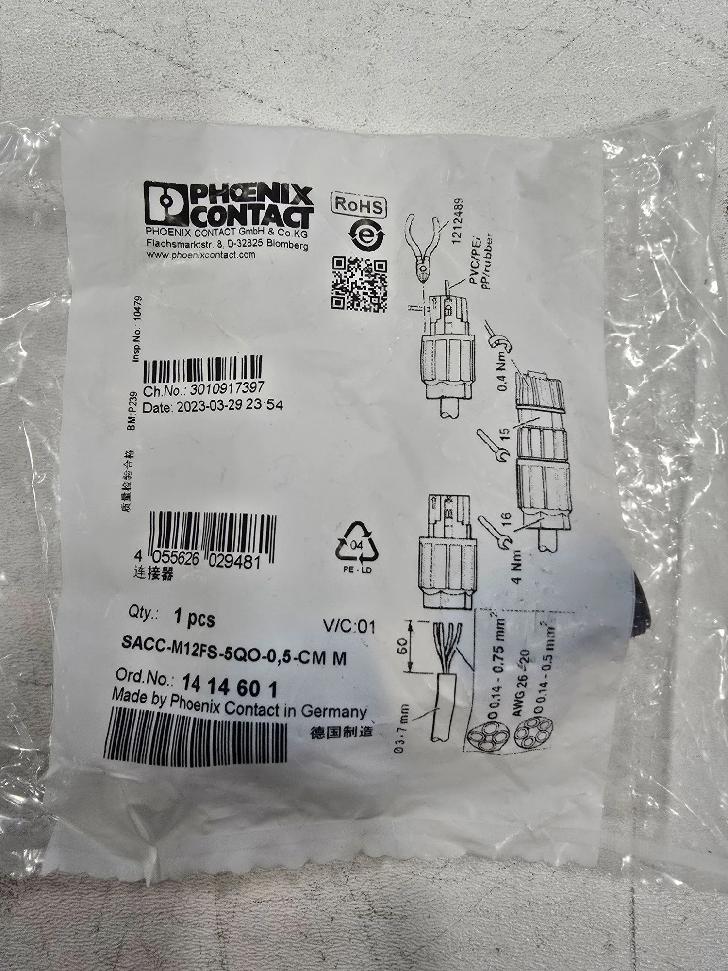 NEW Phoenix Contact SACC-M12FS-5QO-0
