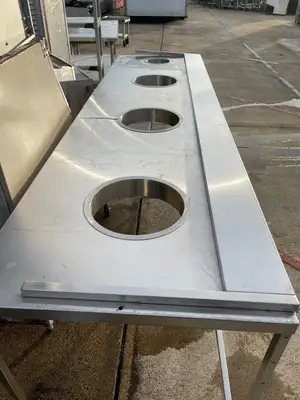 Used Falcon Restaurant Supply Used 107" Stainless Steel Table on Casters - SS283 Food Prep Tables Illinois US | Falcon Restaurant Supply #1375766