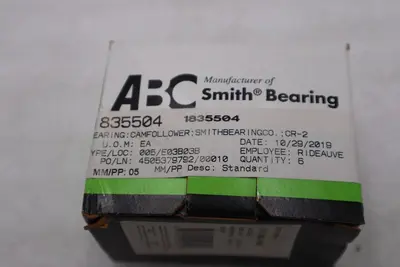 NEW IN BOX SMITH BEARING CR-2-XB-163 CAM FOLLOWER BEARING STOCK H568A