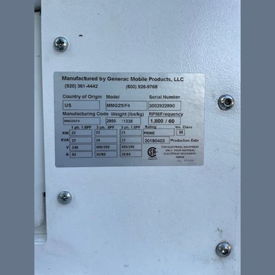 USED GENERAC MAGNUM MMG25IF4