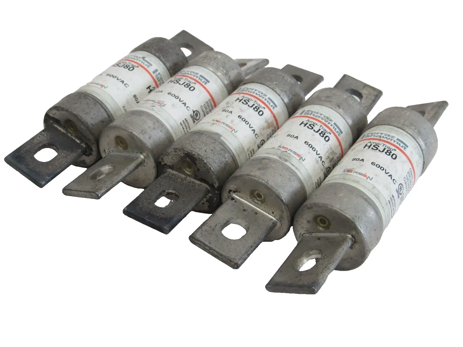 NEW FERRAZ SHAWMUT HSJ80 FUSES 80A 600VAC LOT OF 5