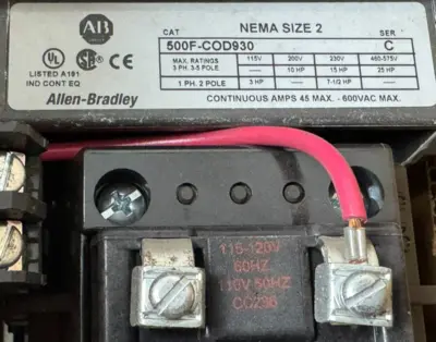 ALLEN BRADLEY 509-COD STARTER SER. 1 SIZE: 2 110-120V 50/60HZ 509COD