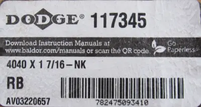 NEW DODGE 117345 TAPER LOCK BUSHING 4040 X 1 7/16-NK