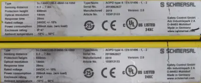 USED SCHMERSAL SLC440COM-E-0650-14-1050 LIGHT CURTAIN SET SLC440COM-R-0650141050