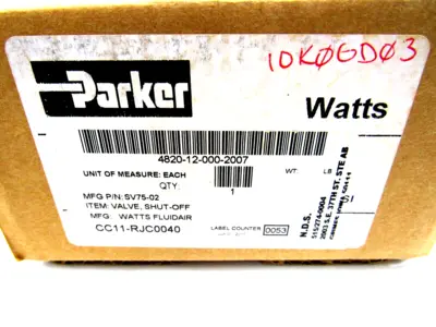 NEW PARKER SV75-02 VALVE SHUT OFF SV7502