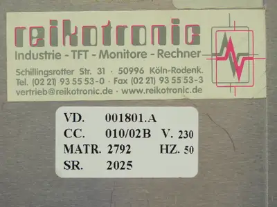 Reikotronic 001801.A HMI TFT Operator Display Monitor 18.1" 115/230V