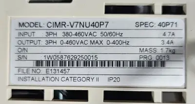 USED Yaskawa YASKAWA CIMR-V7NU40P7 V7N